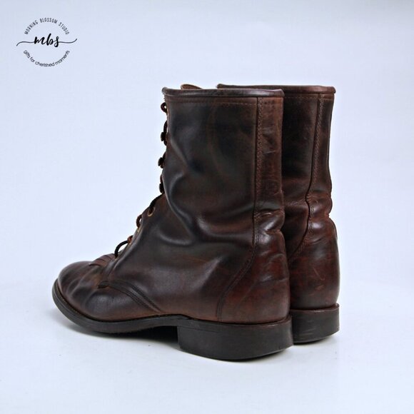 Avonite Hypalon Roper Lace Up Kilties Cowgirl Boots Brown Women 10.5* - Picture 4 of 12